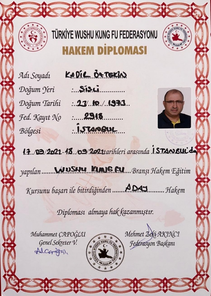 Wushu Kung Fu Hakem Diploması